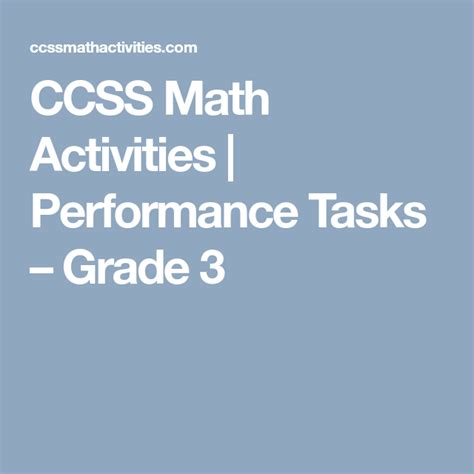 Performance Tasks Ccss Math Activities 3rd Grade Math Performance Tasks - 3rd Grade Math Performance Tasks
