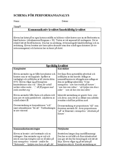performansanalys schema