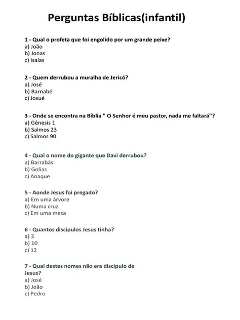 Pergunta Bíblica Infantil