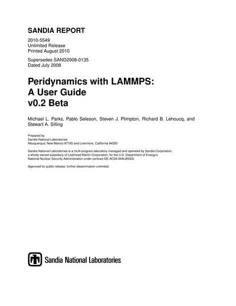 Download Peridynamics With Lammps A User Guide V0 2 Beta 