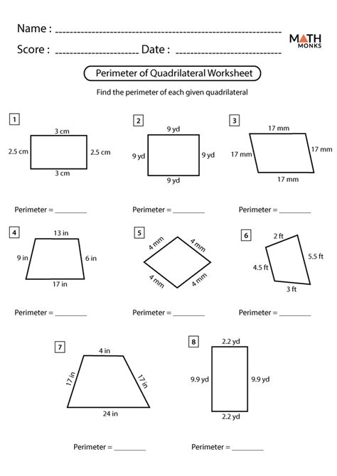Perimeter Of A Quadrilateral Worksheets Math Worksheets 4 Quadrilateral Worksheet Grade 4 - Quadrilateral Worksheet Grade 4