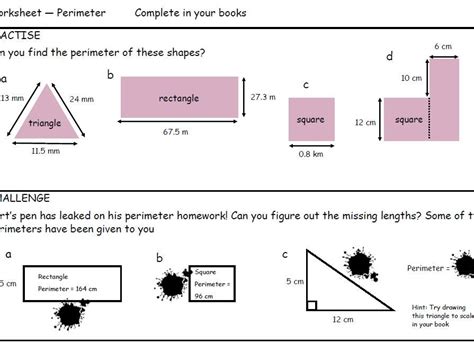 Perimeter Worksheet Ks3 Teaching Resources Perimeter Of A Triangle Worksheet - Perimeter Of A Triangle Worksheet