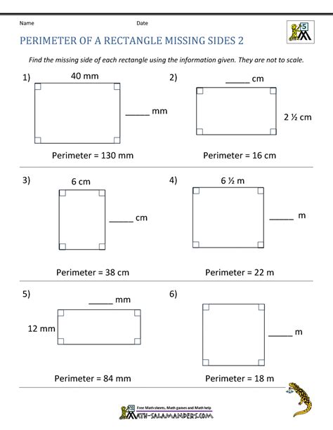 Perimeter Worksheets Perimeter Missing Side Worksheet - Perimeter Missing Side Worksheet