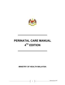 Read Online Perinatal Care Manual Rd Edition Ministry Of Health 