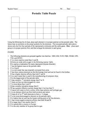Periodic Puzzle Answer Key