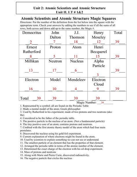 Periodic Table Magic Square Worksheet Answers Understanding The Periodic Table Worksheet Answers - Understanding The Periodic Table Worksheet Answers