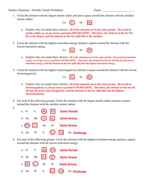 Periodic Trends Worksheet Answers Trends On The Periodic Table Worksheet - Trends On The Periodic Table Worksheet