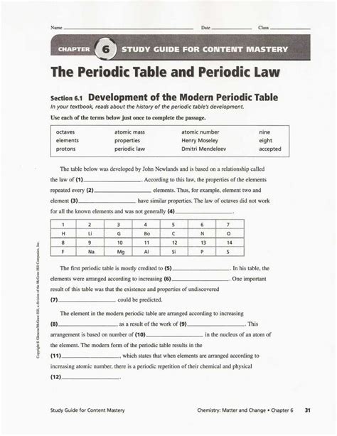 Download Periodic Table Teaching Transparency Answers 