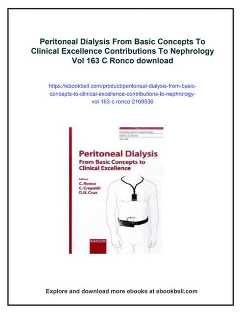 peritoneal dialysis from basic concepts to clinical excellence contributions to nephrology vol 163