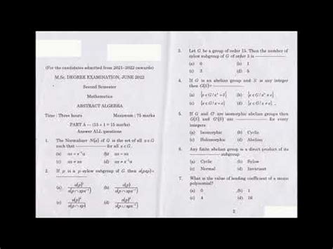 Download Periyar University Algebra Question Paper 