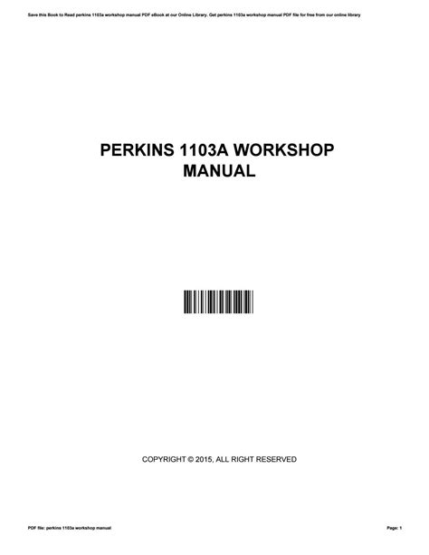 Read Perkins 1103A Workshop Manual 