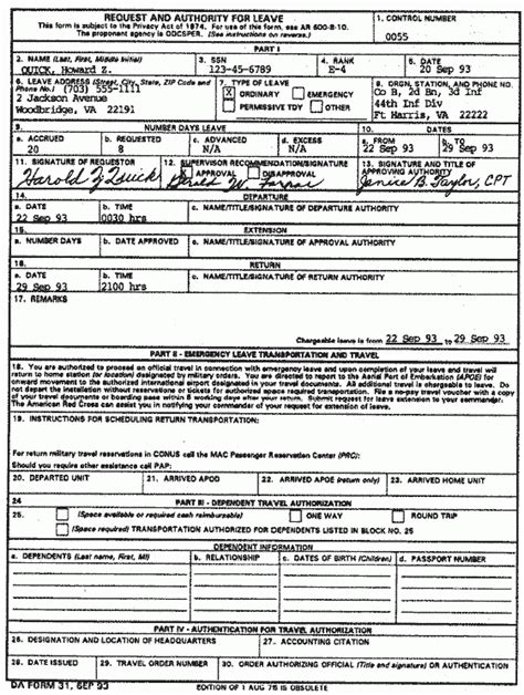 Permissive Tdy Leave Form Example