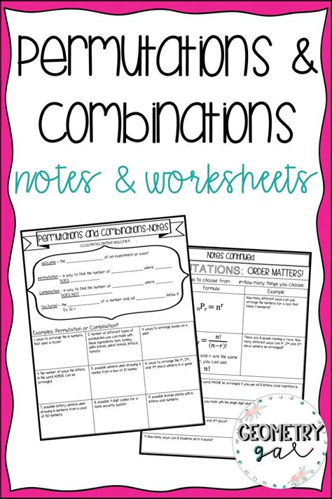 Permutations And Combinations Worksheets Great Combinations Worksheet - Great Combinations Worksheet