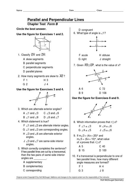 perpendicular holt answer