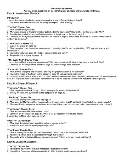 Read Online Persepolis Study Guide Questions 