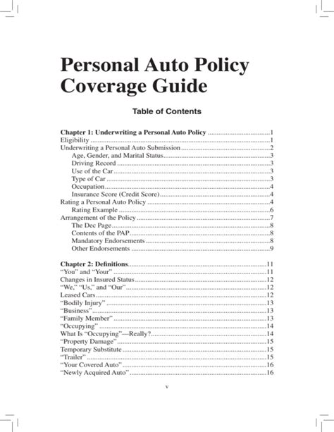 Personal Auto Policy Coverage Guide, 3rd Edition ( Personal Lines)