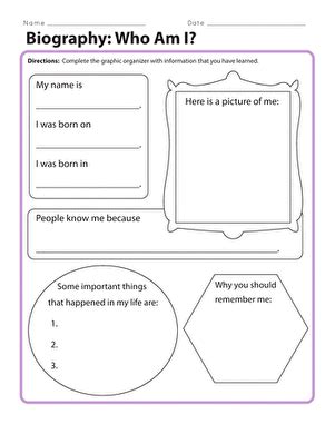 personal biography worksheet for first grade