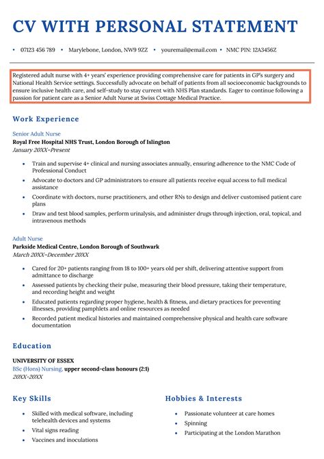 personal cv statement examples