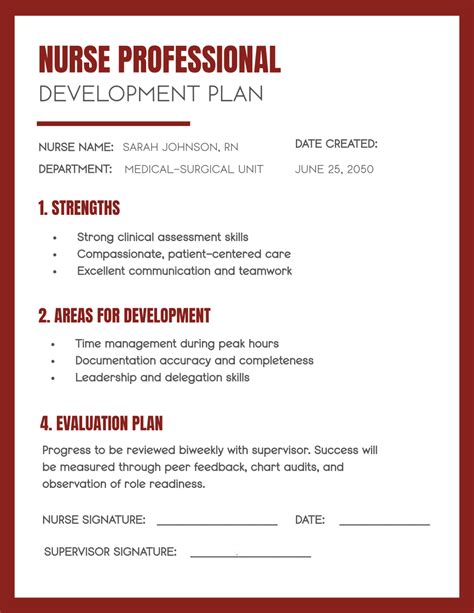 personal development plan examples nursing