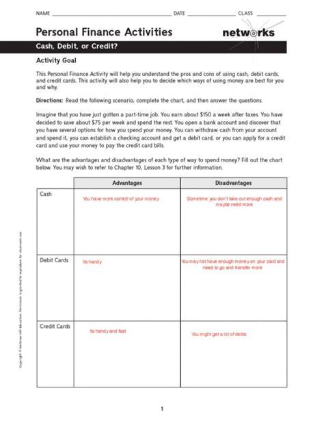 personal finance activity sheet answers chapter 8