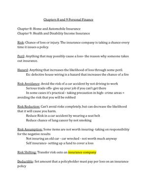 Personal Finance Chapter 8