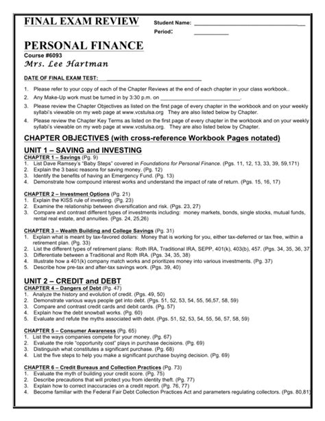 personal finance exam review study guide answers