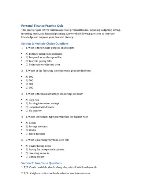 personal finance practice problems and solutions