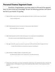 Personal Finance Semester Exam Study Guide Answers