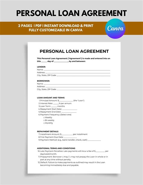 Personal Loan Form Template