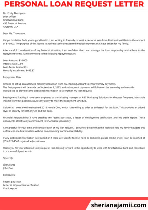 personal loan request letter to boss