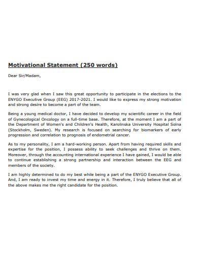 personal motivation statement examples