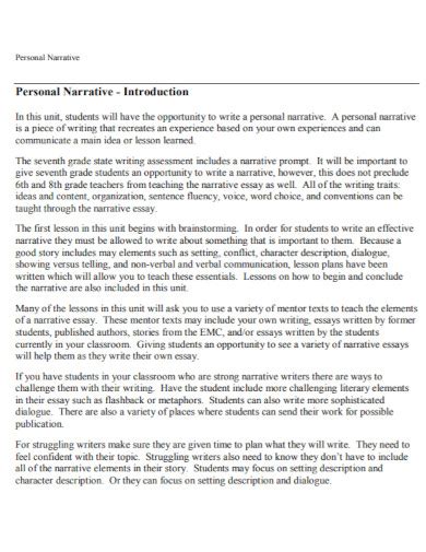Personal Narrative Examples