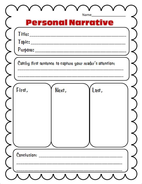 Personal Narrative Graphic Organizer 3rd Grade   Writing A Personal Narrative Printable Grade 3 Teachervision - Personal Narrative Graphic Organizer 3rd Grade