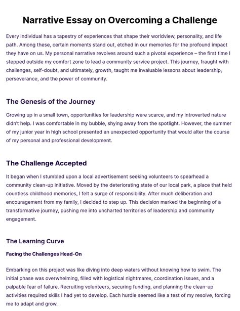 Personal Narrative Overcoming Challenges