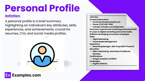 personal profile examples for resumes