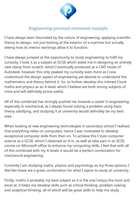 Personal Statement For Engineering University Admission