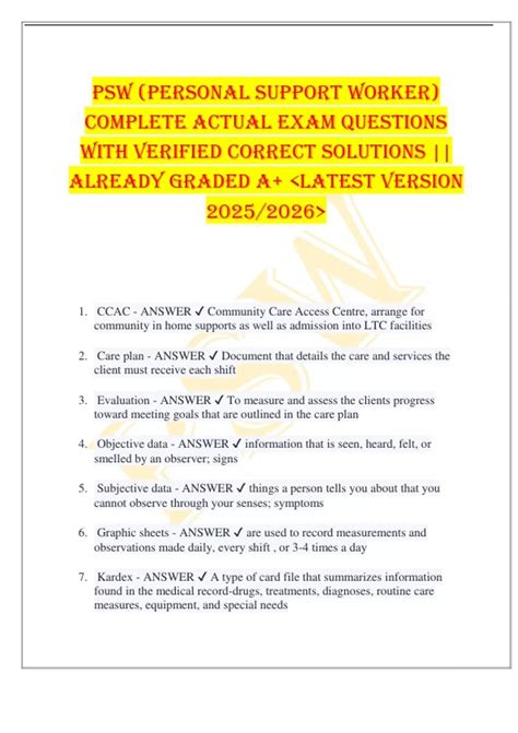 personal support worker exam questions bing