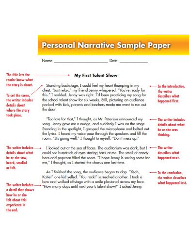 Full Download Personal Narrative Paper Examples 