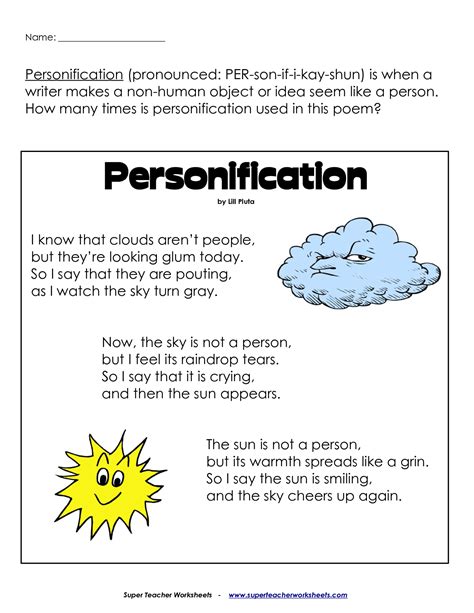 Personification Examples Definition And Worksheets Personification Worksheet 2 - Personification Worksheet 2