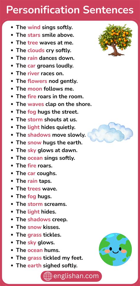 Personification Examples List