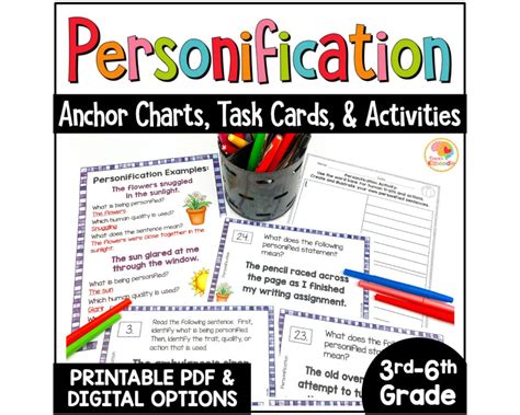 Personification Task Cards Anchor Charts And Worksheets Personification Worksheet Answers - Personification Worksheet Answers