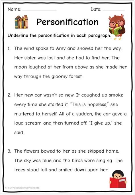 Personification Worksheets Identifying Personification English Personification Worksheet 3 - Personification Worksheet 3