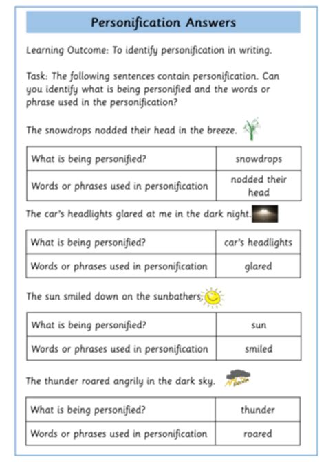 Personification Worksheets Ks2 Teacher Made Twinkl Personification Worksheet 3 - Personification Worksheet 3