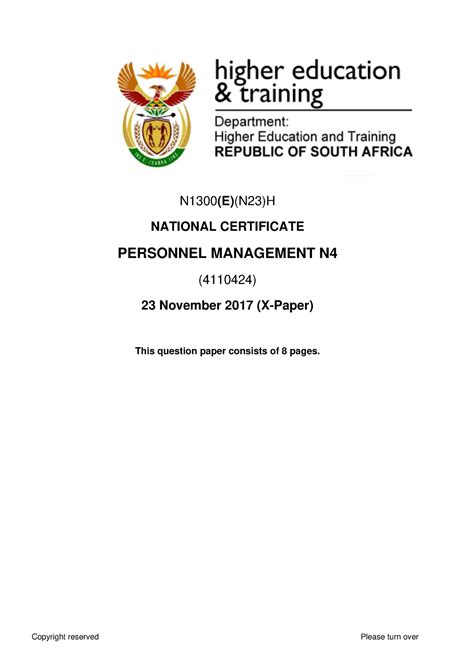 Download Personnel Management N4 Question Papers And Memo 