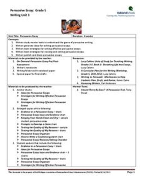 Persuasive Essay Grade 5 Unit Plan For 5th 5th Grade Persuasive Essays - 5th Grade Persuasive Essays