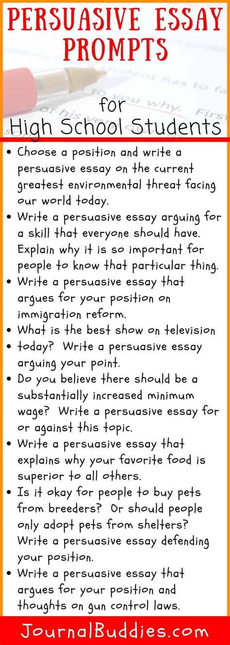 Persuasive Essay Writing Prompts High School For Essay Persuasive Essay Writing Prompts - Persuasive Essay Writing Prompts