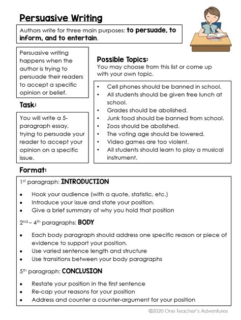 Persuasive Essays For Kids El Mito De Gea Persuasive Writing Ideas For Kids - Persuasive Writing Ideas For Kids