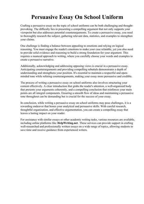 Persuasive Speeches For School Uniforms Examples