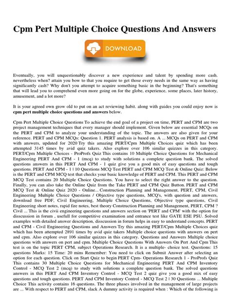 pert cpm solved multiple choice questions