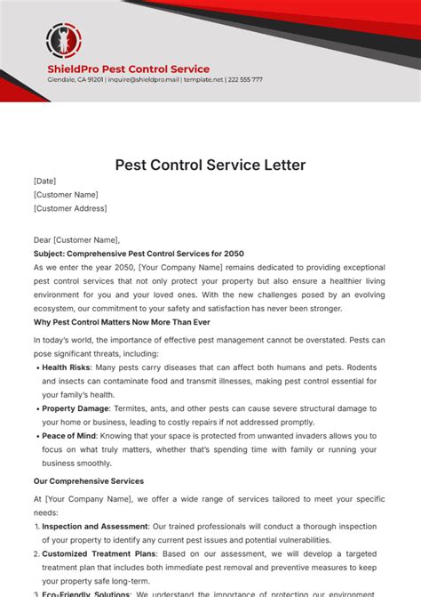 pest control request letter sample